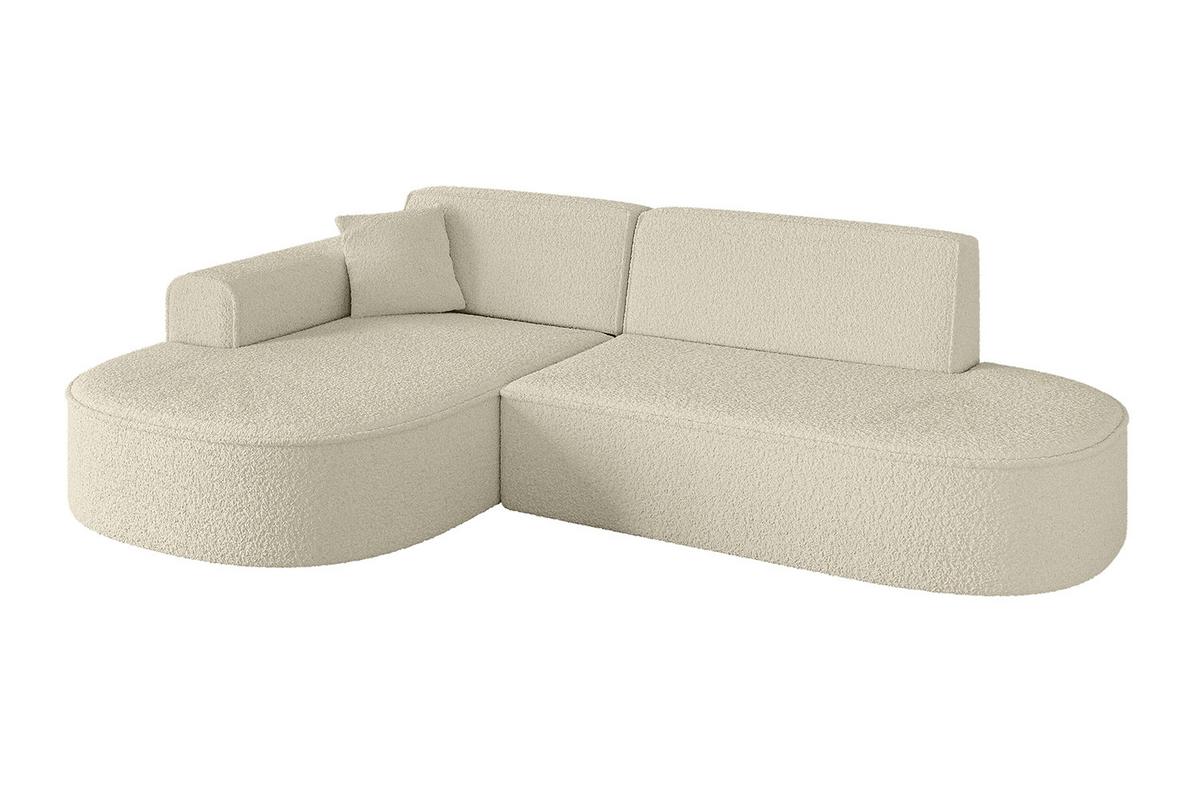 ECKSOFA Ottomane Links MARI-L1 - 243x171x79 cm Beige Bouclé - Beige/Schwarz, Holzwerkstoff/Kunststoff (163/234cm) - ALTDECOR