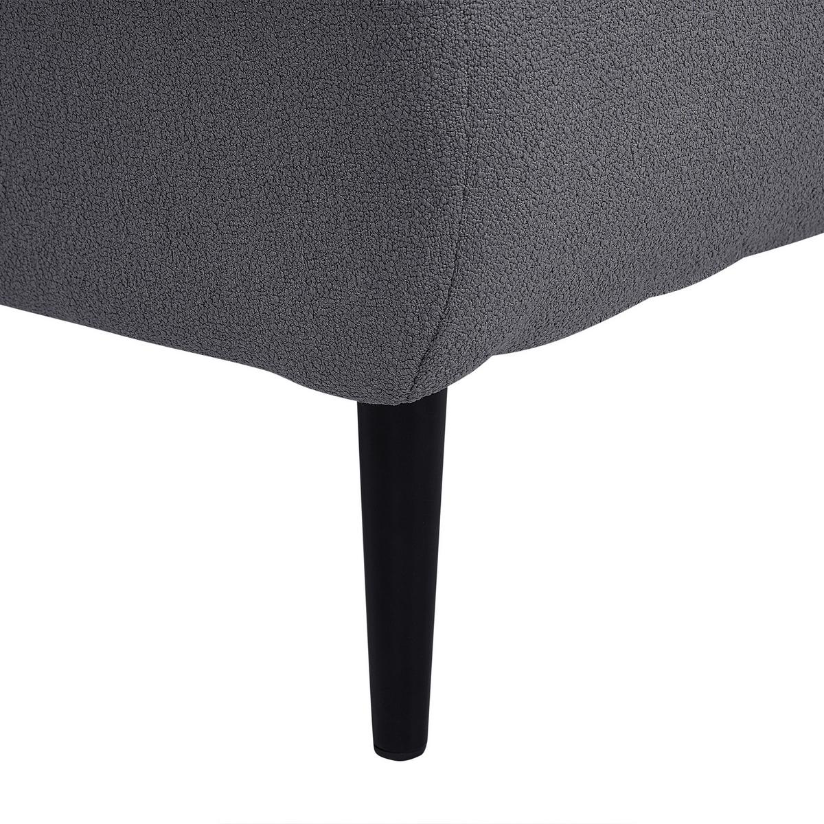 CHAISELONGUE Bouclé dunkelgrau rechtsseitig Chevannes - Schwarz/Grau, Textil (138/74/77cm) - Beliani