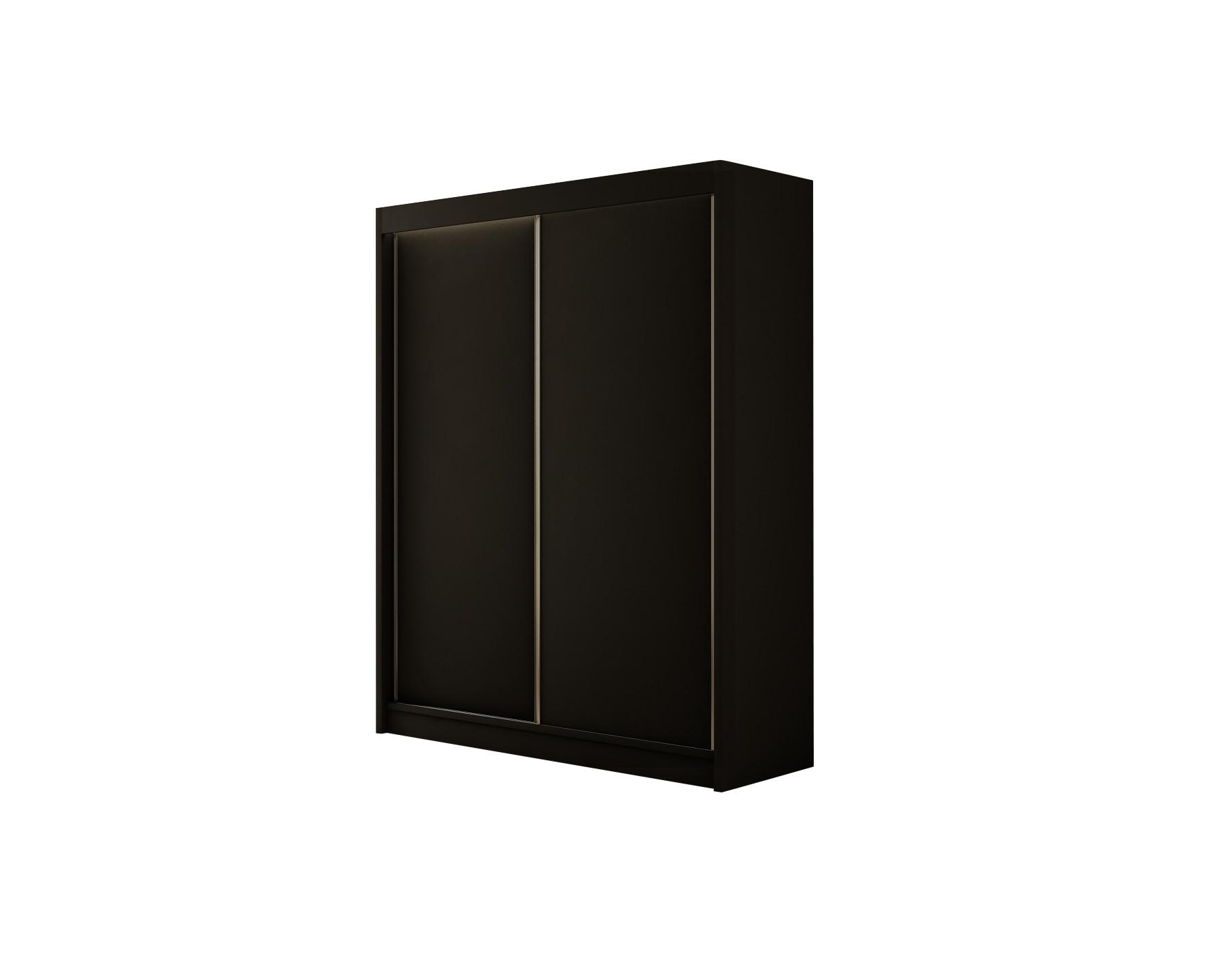 KLEIDERSCHRANK BEROG mit LED - 150 cm - Schwarz - Schwarz, Holzwerkstoff (150/215/61cm) - ALTDECOR