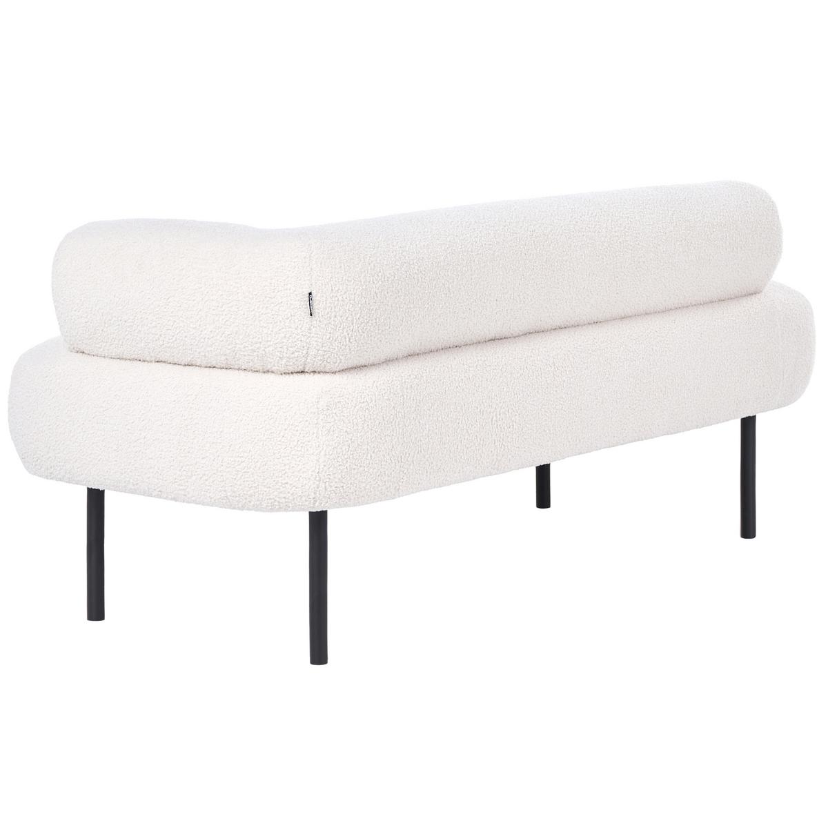 CHAISELONGUE-RECHTSSEITIGE Bouclé Cremeweiß Mirmande - Creme/Schwarz, Textil (153/65/70cm) - Beliani