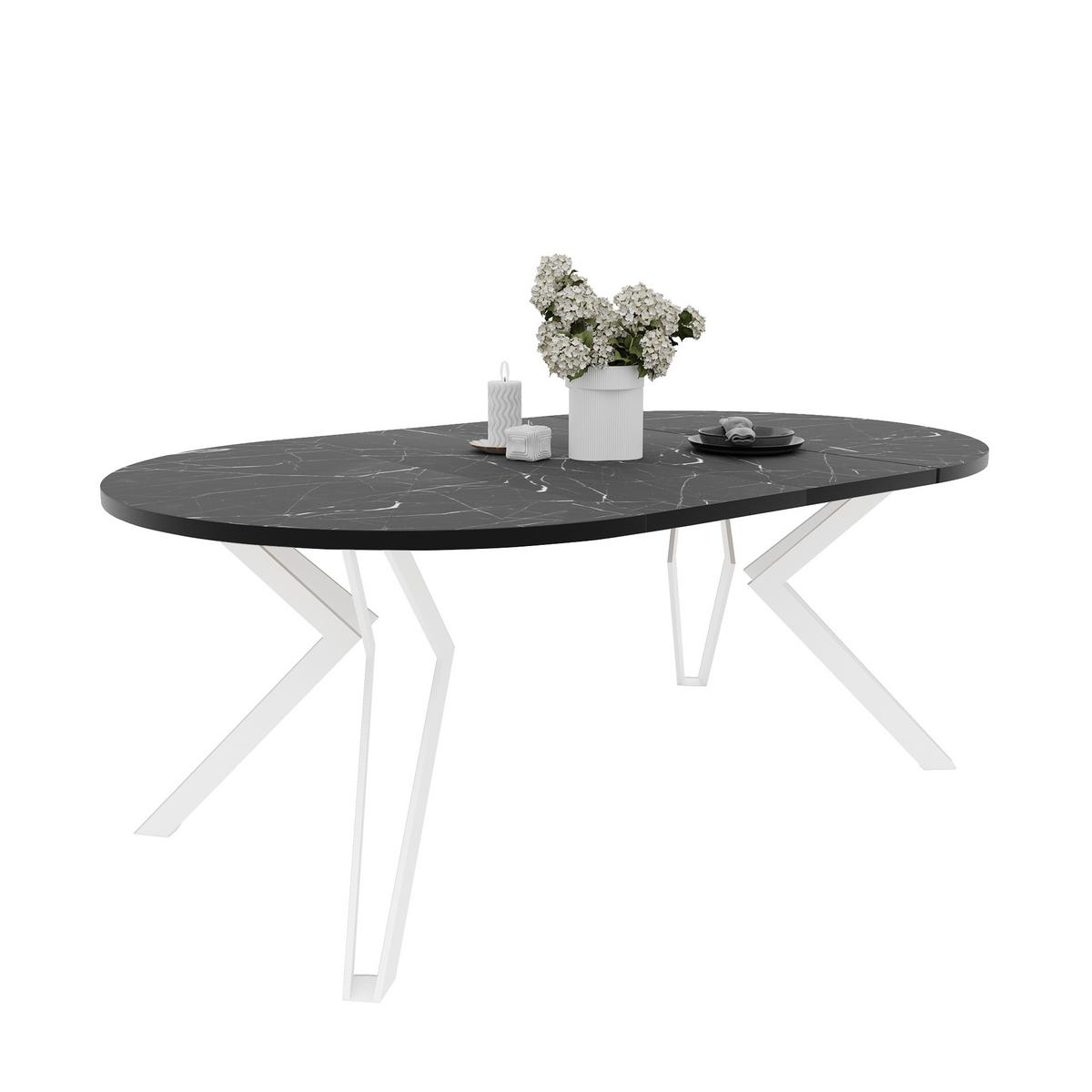 ESSTISCH ausziehbar aus MDF, Schwarz - Schwarz/Weiß, Holzwerkstoff (100/100/76cm) - Idohome