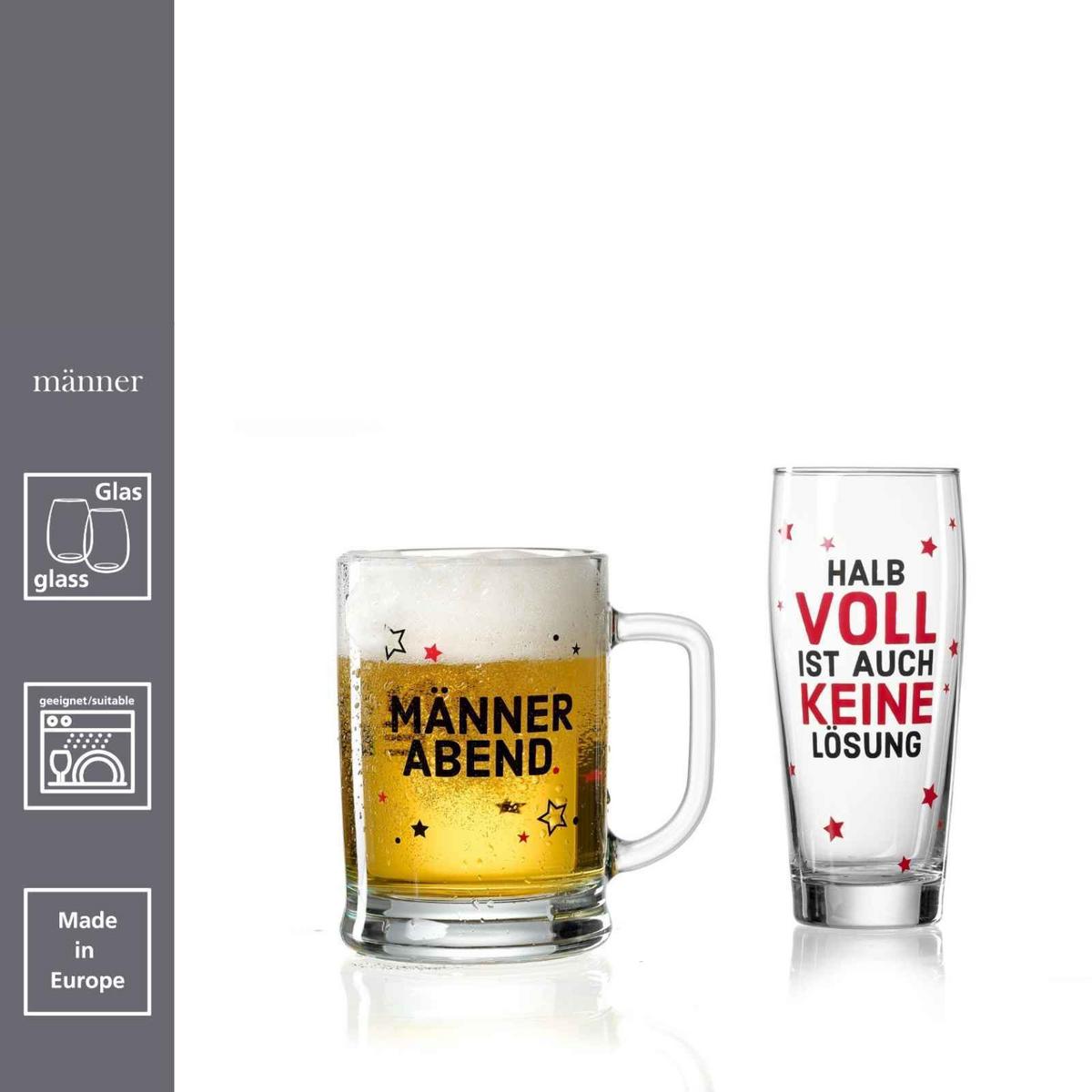 BIERKRUG Männer transparent 600 ml 6er Set - Transparent, Glas (0.6L) - Ritzenhoff Breker