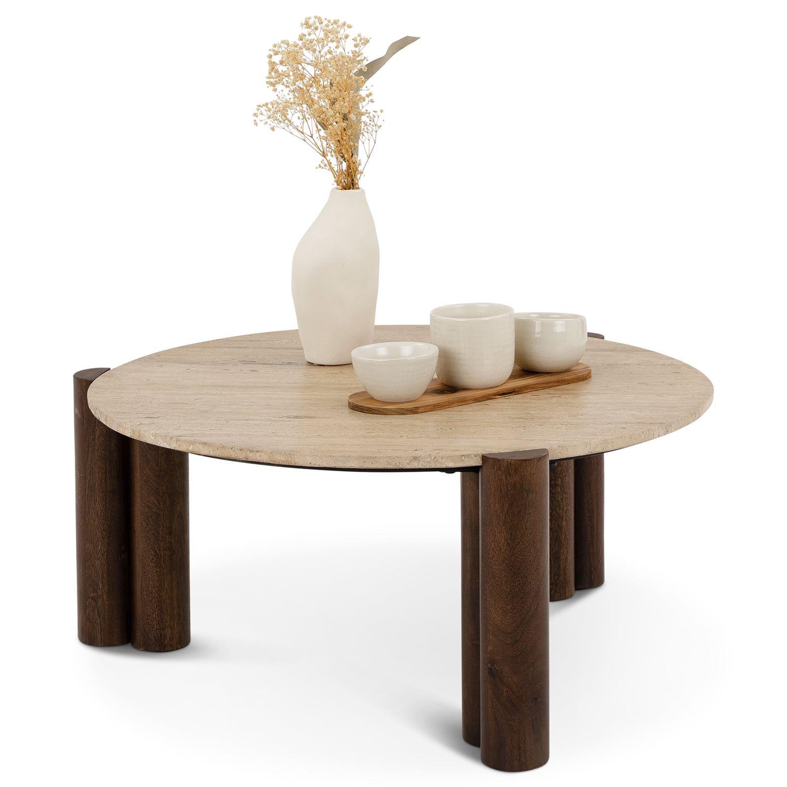 COUCHTISCH TAPTI braun/beige - Beige/Braun, Holz/Naturmaterialen (80/80/35cm) - IDIMEX
