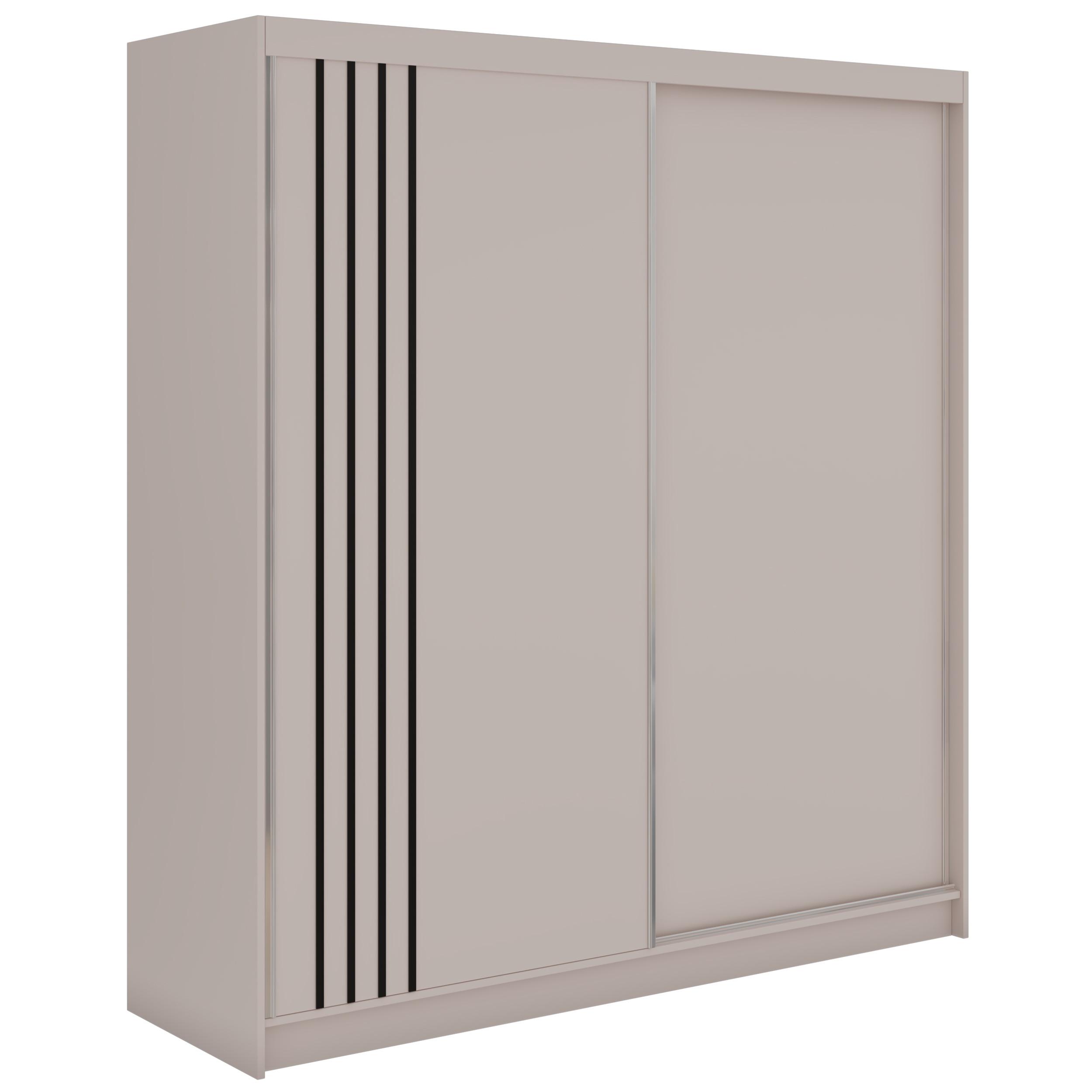 SCHWEBETÜRENSCHRANK mit Lamellen und Schubladen NAURU - 200 - Kaschmir und Schwarz - Kaschmir/Schwarz, Holzwerkstoff/Metall (200/216/61cm) - MKS