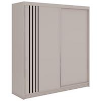 SCHWEBETÜRENSCHRANK mit Lamellen NAURU - 200 - Kaschmir und Schwarz - Kaschmir/Schwarz, Holzwerkstoff/Metall (200/216/61cm) - MKS