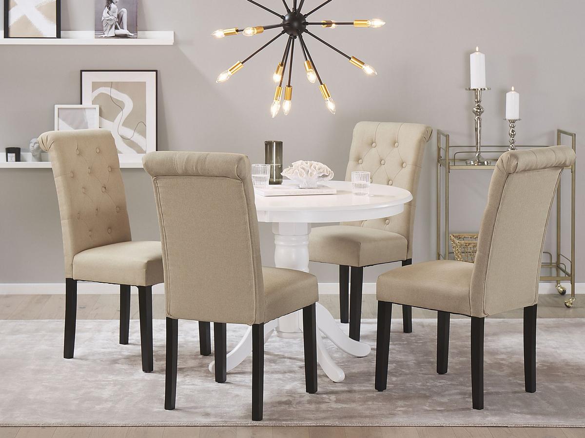 ESSZIMMERSTUHL 2er-Set Polsterbezug Beige Velva - Sandfarben, Holz/Textil (46/98/48cm) - Beliani