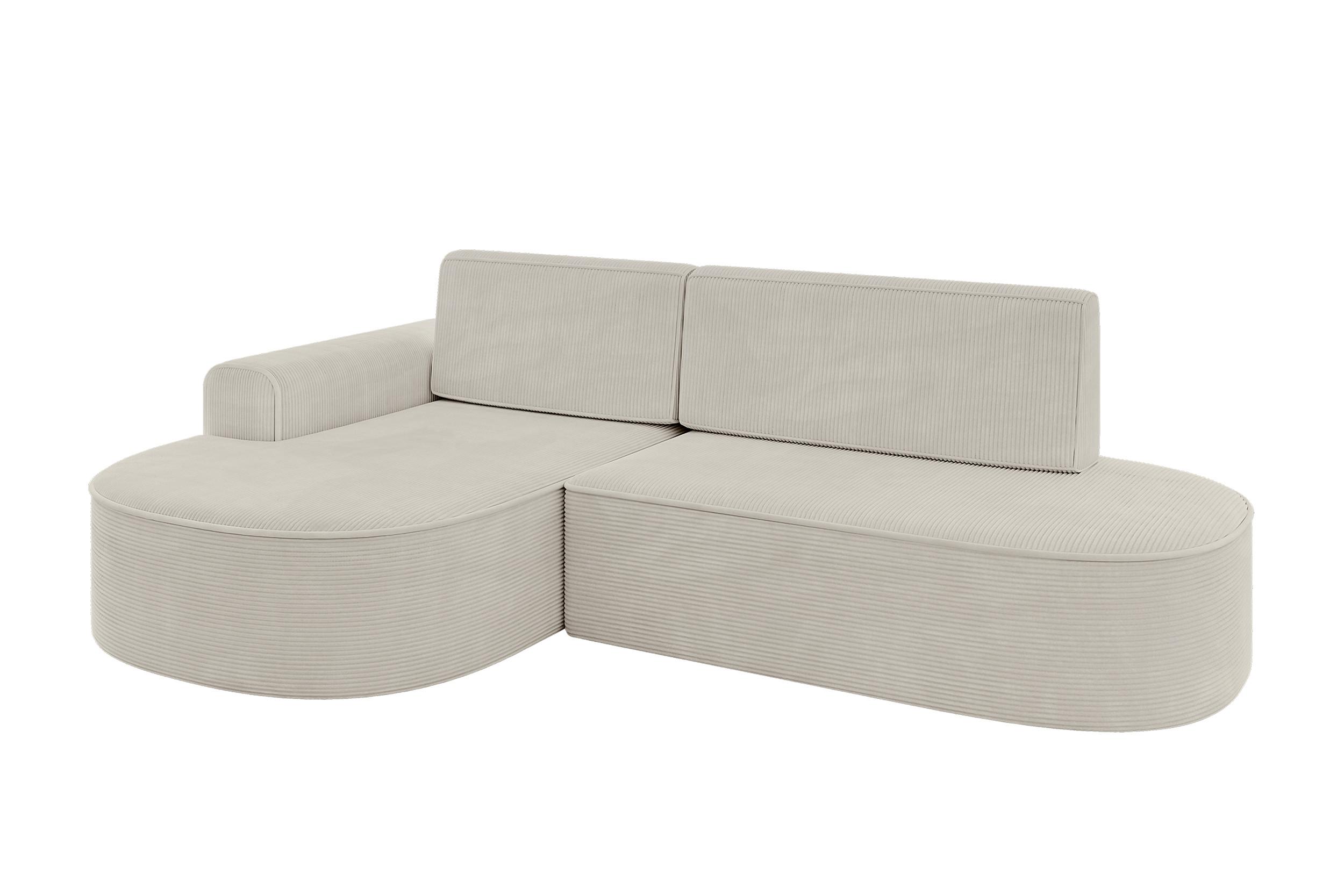 ECKSOFA mit Schlaffunktion und Bettkasten Ottomane Links MARI-L1-S - 283x167x73 cm Beige Cord - Schwarz/Cappuccino, Holzwerkstoff/Kunststoff (283/167cm) - ALTDECOR