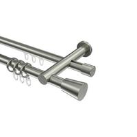 GARDINENSTANGE RUNDROHR-INNENLAUF Platon Sitra 280 cm (geteilt in 2 x 140 cm), 2-läufig, 20 mm Ø Edelstahl-Optik - Edelstahlfarben, Metall (280cm) - INTERDECO
