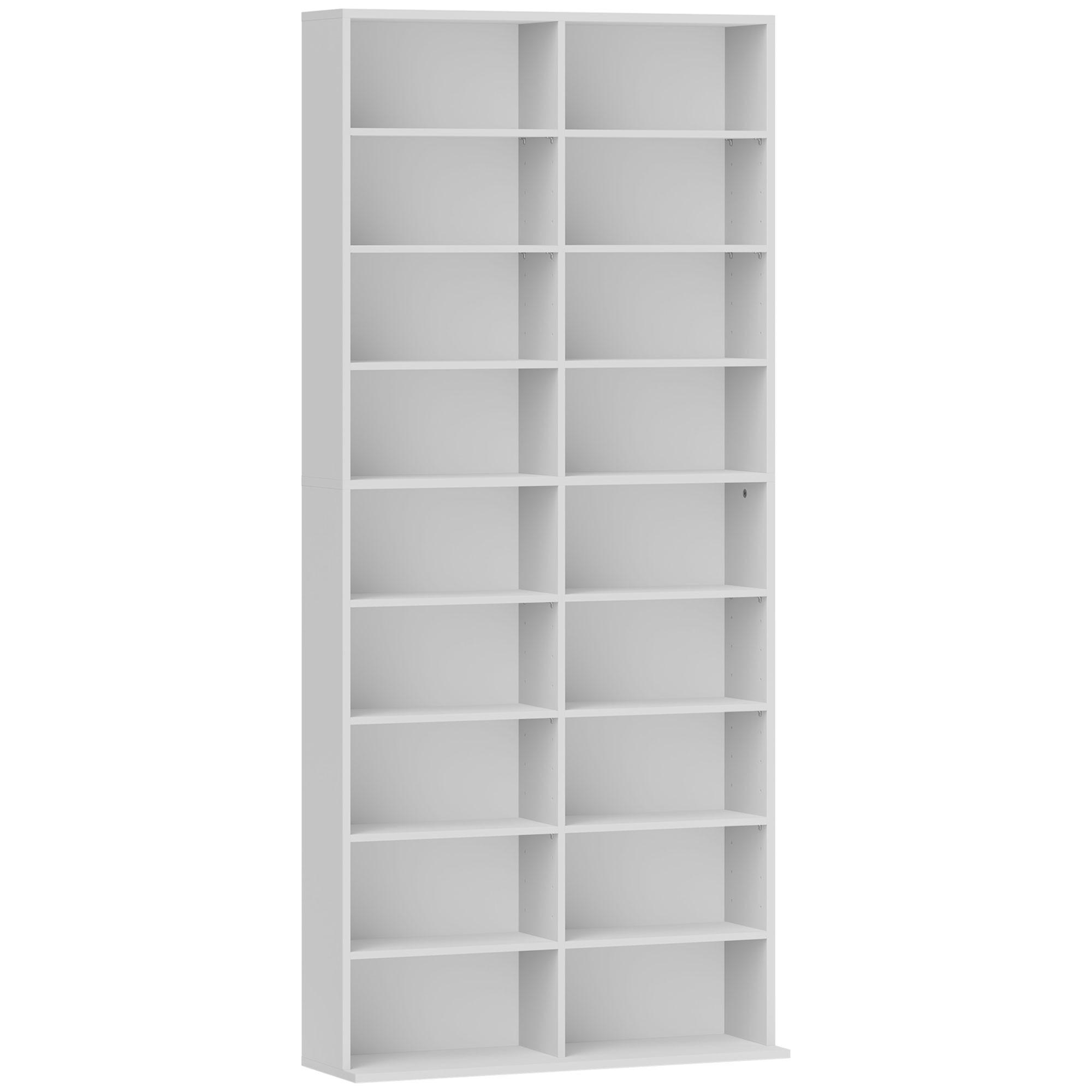 CD DVD Blueray Regal CD-Ständer mit 18 Fächern fürs Wohnzimmer Weiß - Weiß, Karton (24/175/78.5cm) - HOMCOM