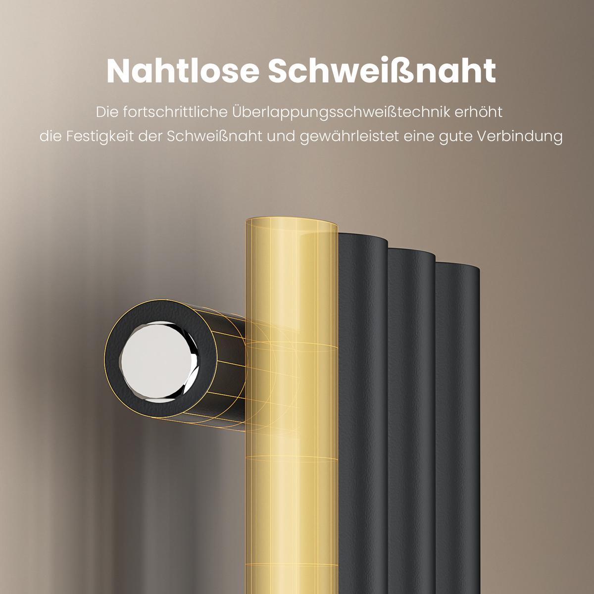 HEIZKÖRPER Doppelrohr vertikal montierbar Anthrazit 24/60/5,8 cm - Anthrazit, Metall (24/60/5.8cm) - EMKE