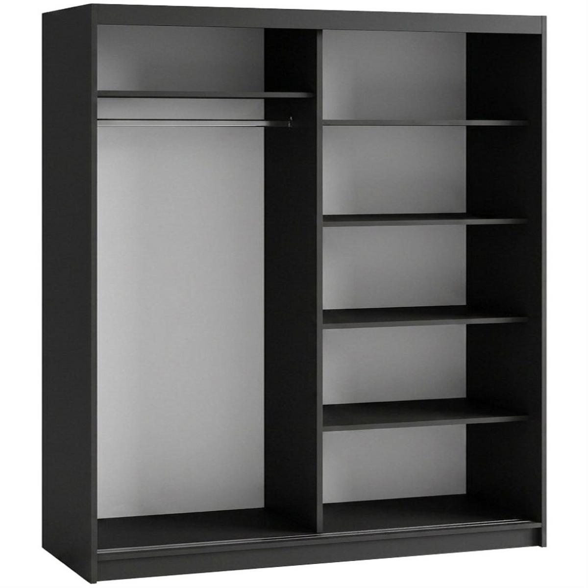 SCHWEBETÜRENSCHRANK Donatello mit 2 Türen. 180 cm, Schwarz+eiche Artisan - Schwarz/Eiche Artisan, Holzwerkstoff (180/205/60cm) - Beautysofa