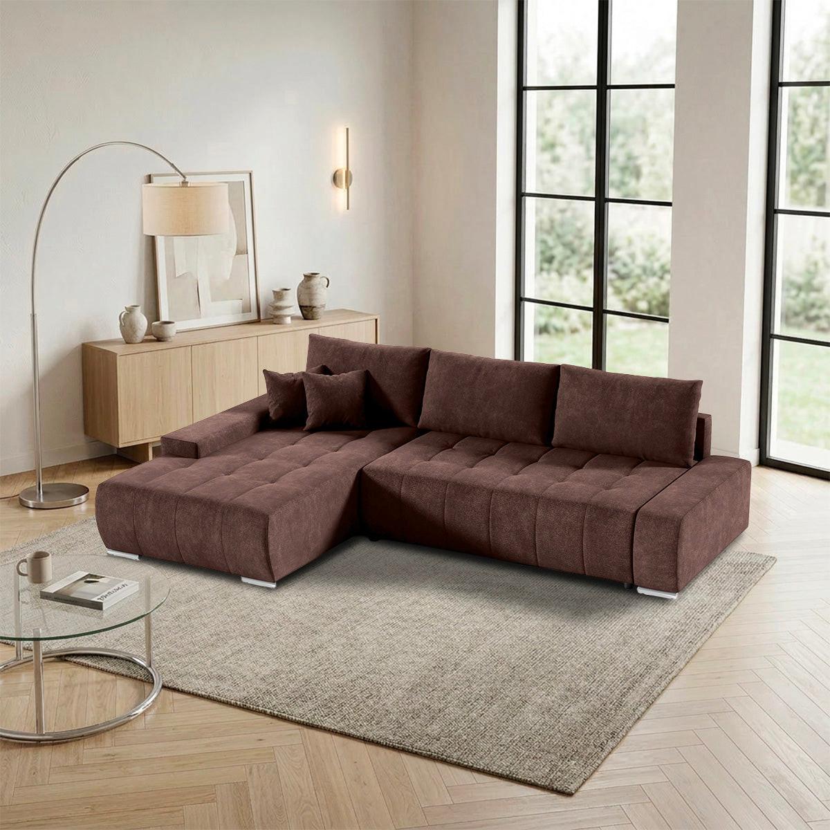 ECKSOFA Jonas 4 Sitzplätze Braun - Braun, Holzwerkstoff (265/185cm) - Petits-meubles