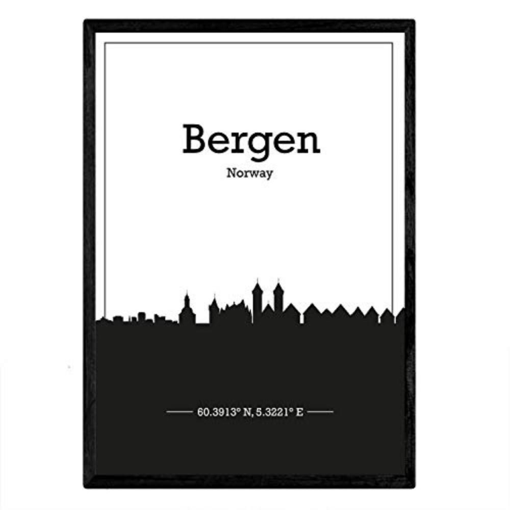 POSTER Bergen Skyline A3 Rahmenlos - Klar, Papier (29.7/5/42cm) - Nacnic