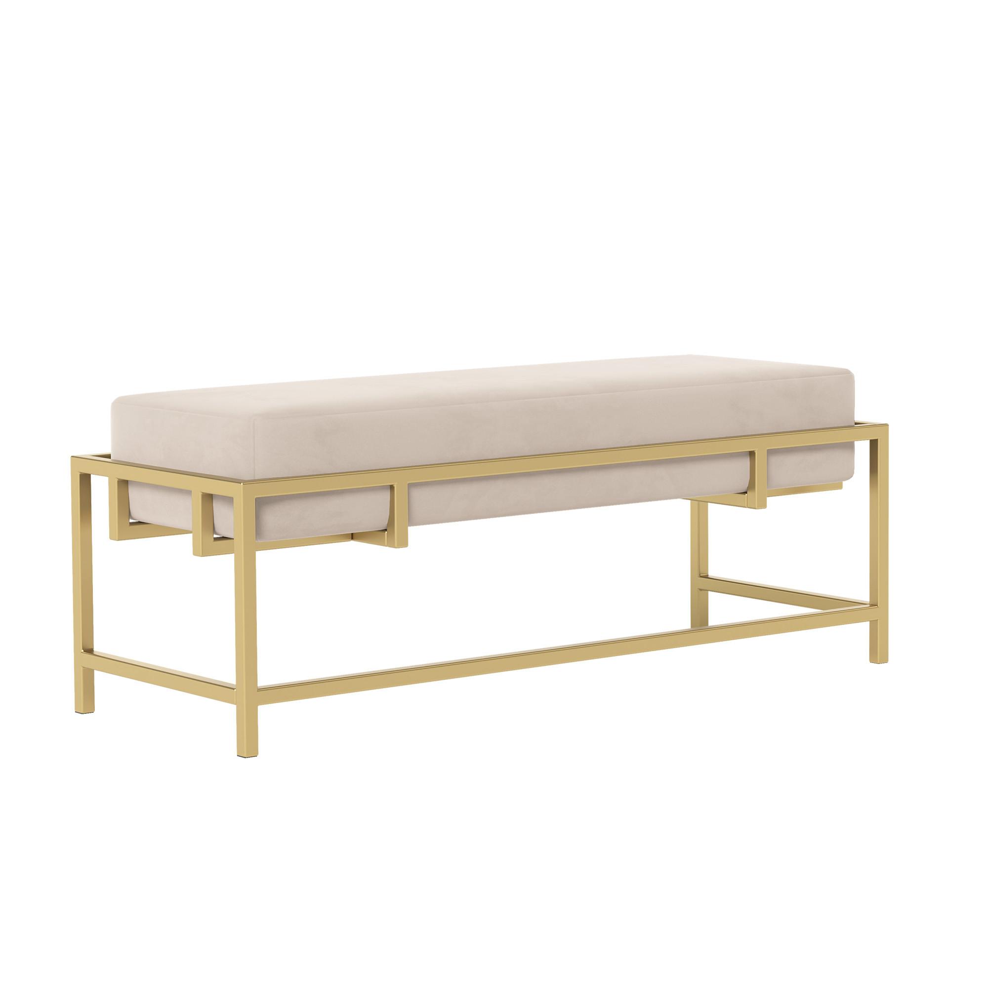 POLSTERBANK GLAM 80 cm Gold / Beige ,Metallgestell - Beige, Textil/Metall (80/45/35cm) - Idohome