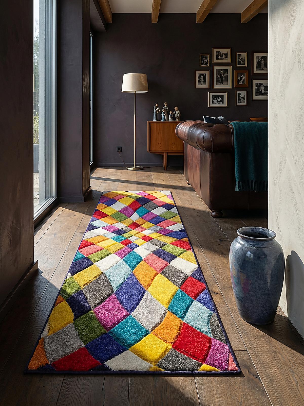 TEPPICH MEON, geometrisch, Florhöhe 11 mm, Bunt, 66 x 230 cm - Multicolor, Textil (66/230cm) - KADIMA DESIGN