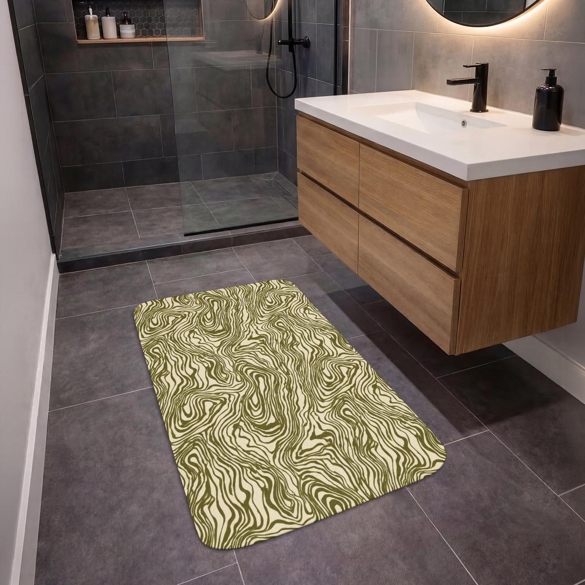 BADEMATTE Abstrakt - Marmor - Grün 60x90 cm - Dunkelgrün, Textil (60/90cm) - OnlyWow