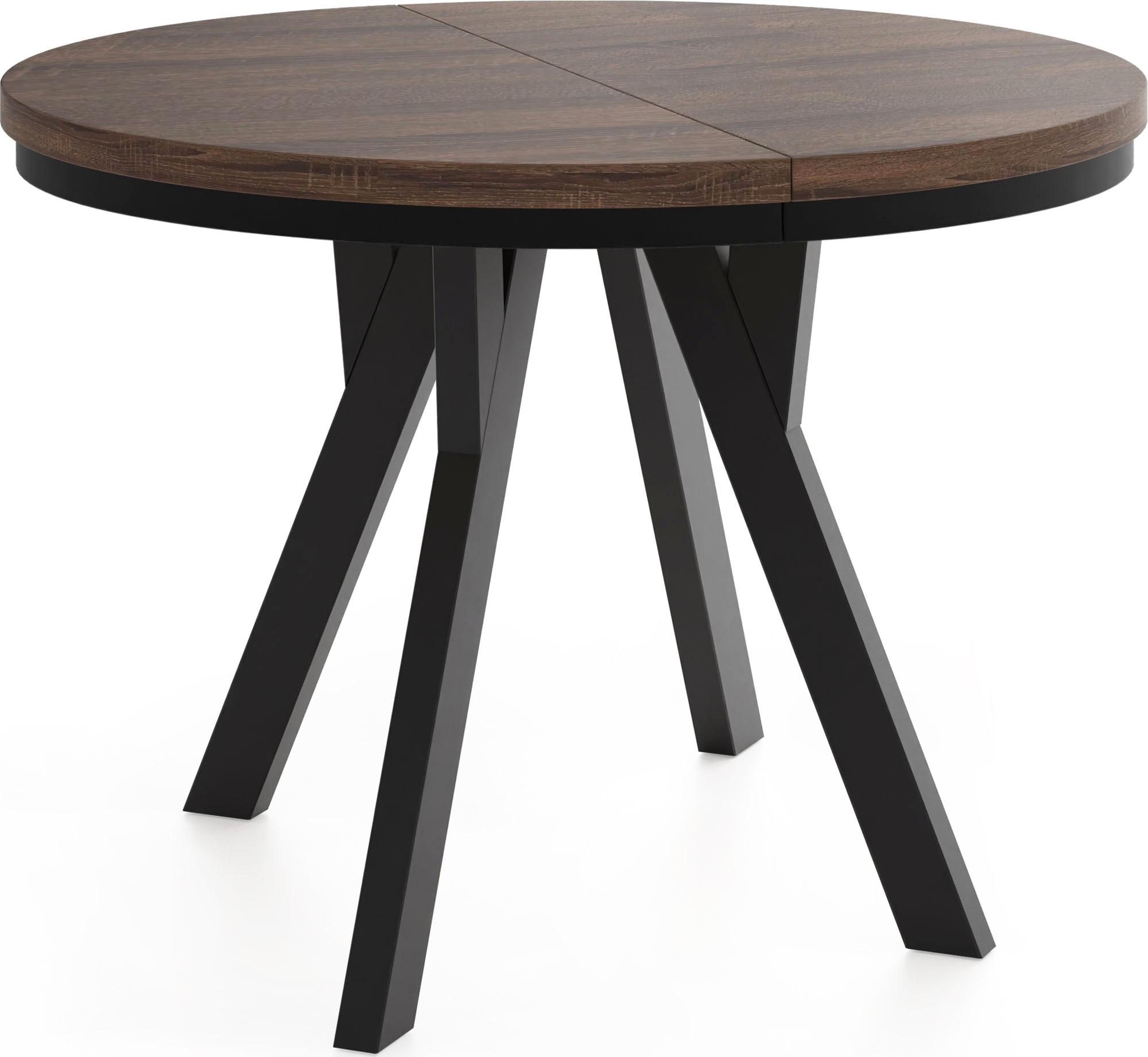 ESSTISCH Strato Black runder ausziehbarer, Eiche Sonoma dunkelbraun 100-140/100/77 cm - Eichefarben/Schwarz, Holz/Holzwerkstoff (100/140/77cm) - WFL GROUP