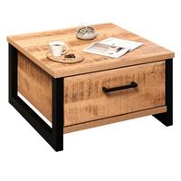 COUCHTISCH Mango, schwarz quadratisch 80 x 80 cm, Beistelltisch mit zwei Schubladen - Schwarz/Naturfarben, Holzwerkstoff/Kunststoff (80/80/45cm) - Top.Furn