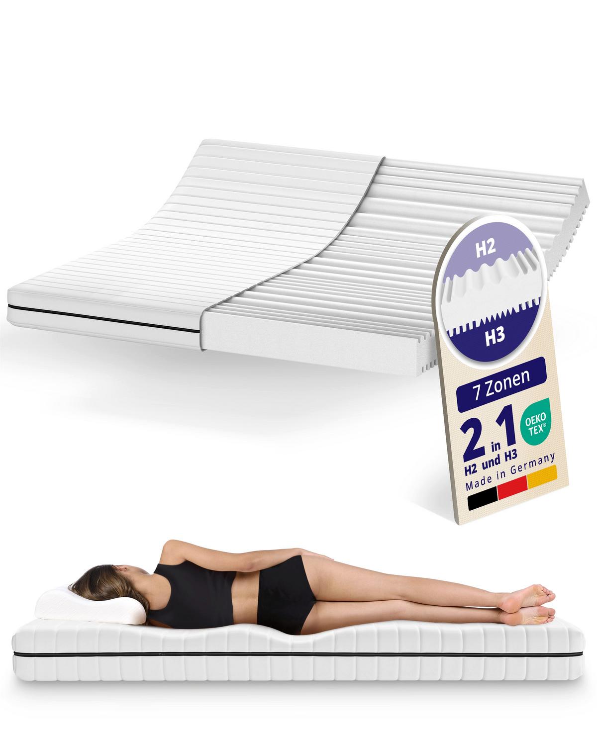 KALTSCHAUMMATRATZE 180x190 cm – ergonomische 7-Zonen Matratze H2 & H3 – 18 cm Höhe - Weiß, Textil (180/190cm) - Mister Sandman