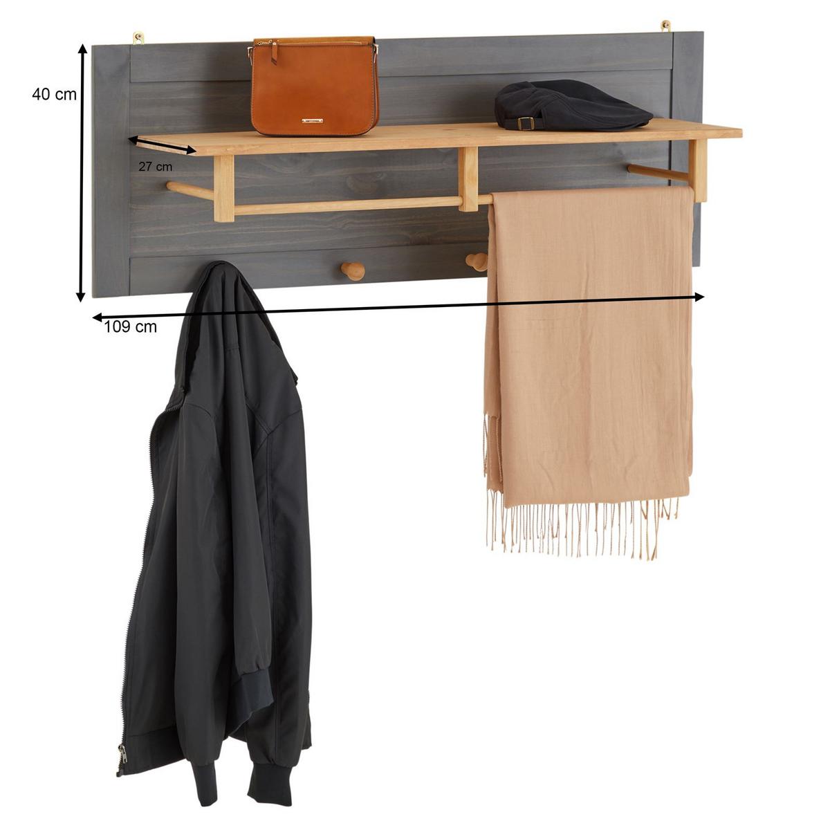 WANDGARDEROBE BOLTON anthrazit/braun - Anthrazit/Braun, Holz (109/40/27cm) - IDIMEX