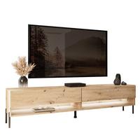 TV-LOWBOARD Schrank CALANTE 180 LOFT cm auf geraden schwarzen Beinen - Schwarz/Eiche Artisan, Holzwerkstoff/Metall (180/44/35cm) - Lookway