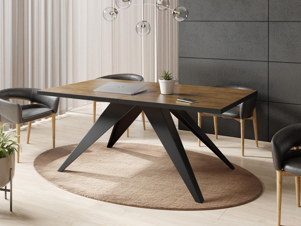 ESSTISCH Vance rechteckig ausziehbar, Lefkas Eiche 140-240/80/76 cm - Alteiche/Schwarz, Holzwerkstoff/Metall (80/240/76cm) - WFL GROUP