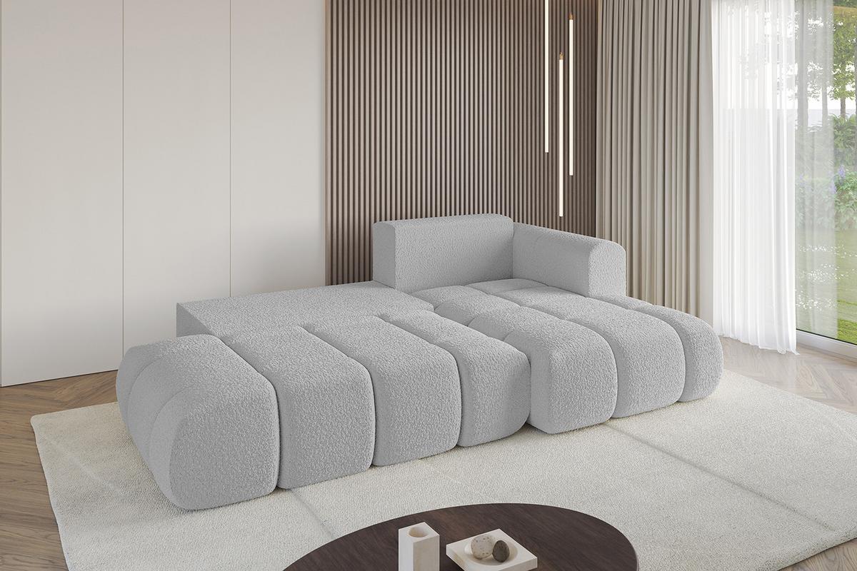ECKSOFA Ottomane Rechts CLOUD-L-v1 280x185x90 Hellgrau Bouclé - Hellgrau, Holzwerkstoff/Kunststoff (185/280cm) - ALTDECOR