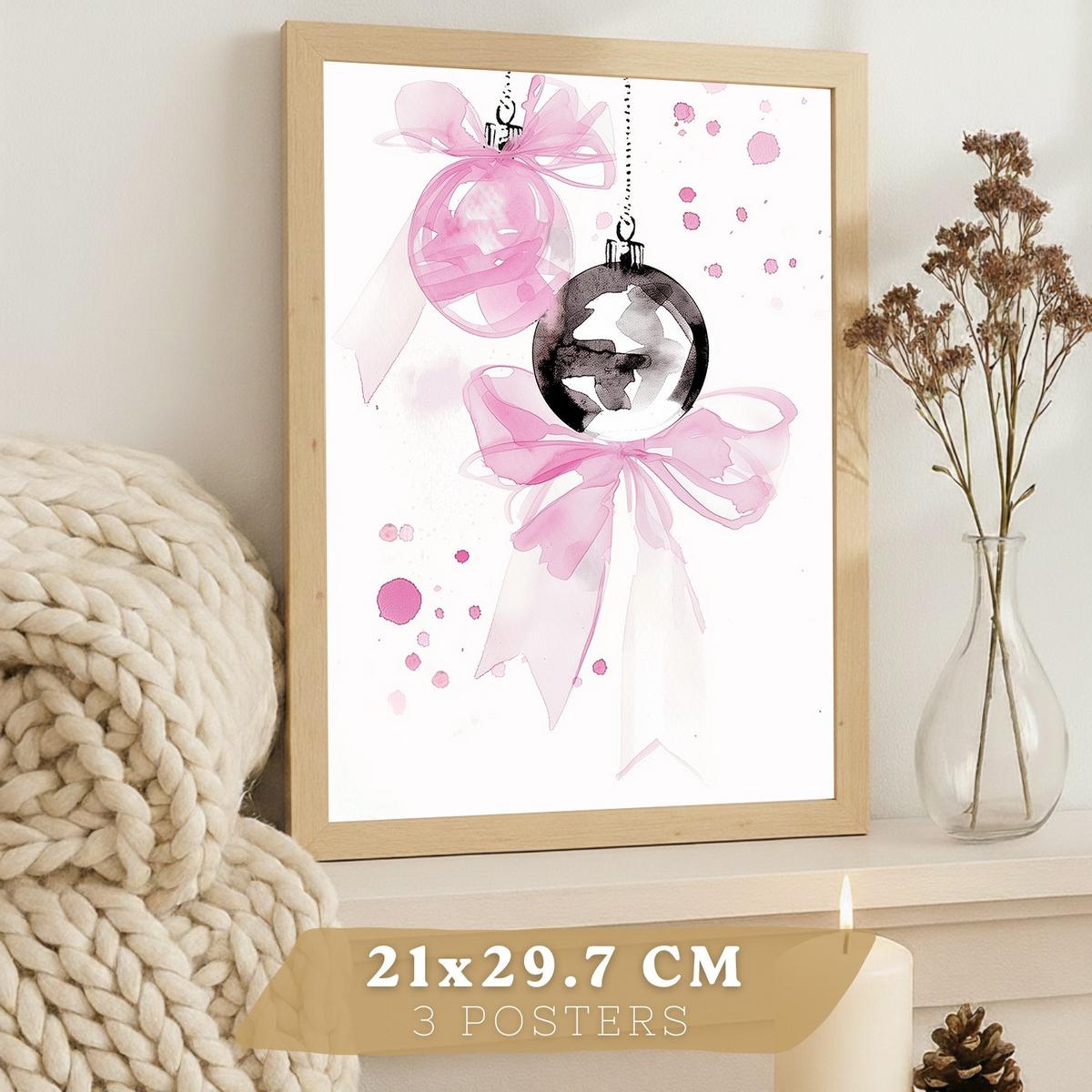 POSTER 3er Kunstdruck-Set Wandbilder Teen Style modern Wohnzimmer Deko, Schlafzimmer, Küche, Badezimmer Rahmenlos A4 - Beige, Papier (29.7/1/21cm) - Nacnic