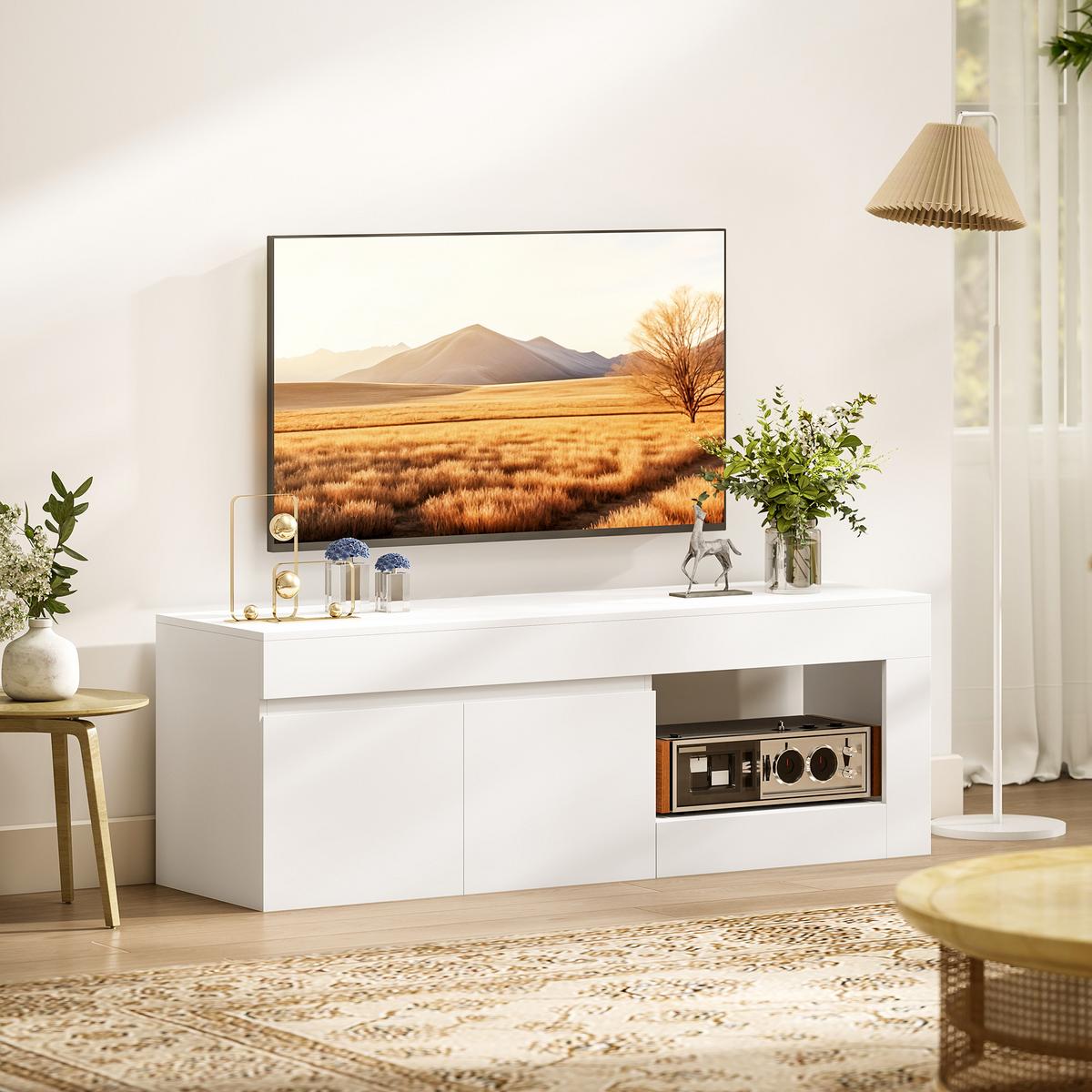 TV-LOWBOARD Spanplatte Weiß - Weiß, Holzwerkstoff (40/48/140cm) - HOMCOM