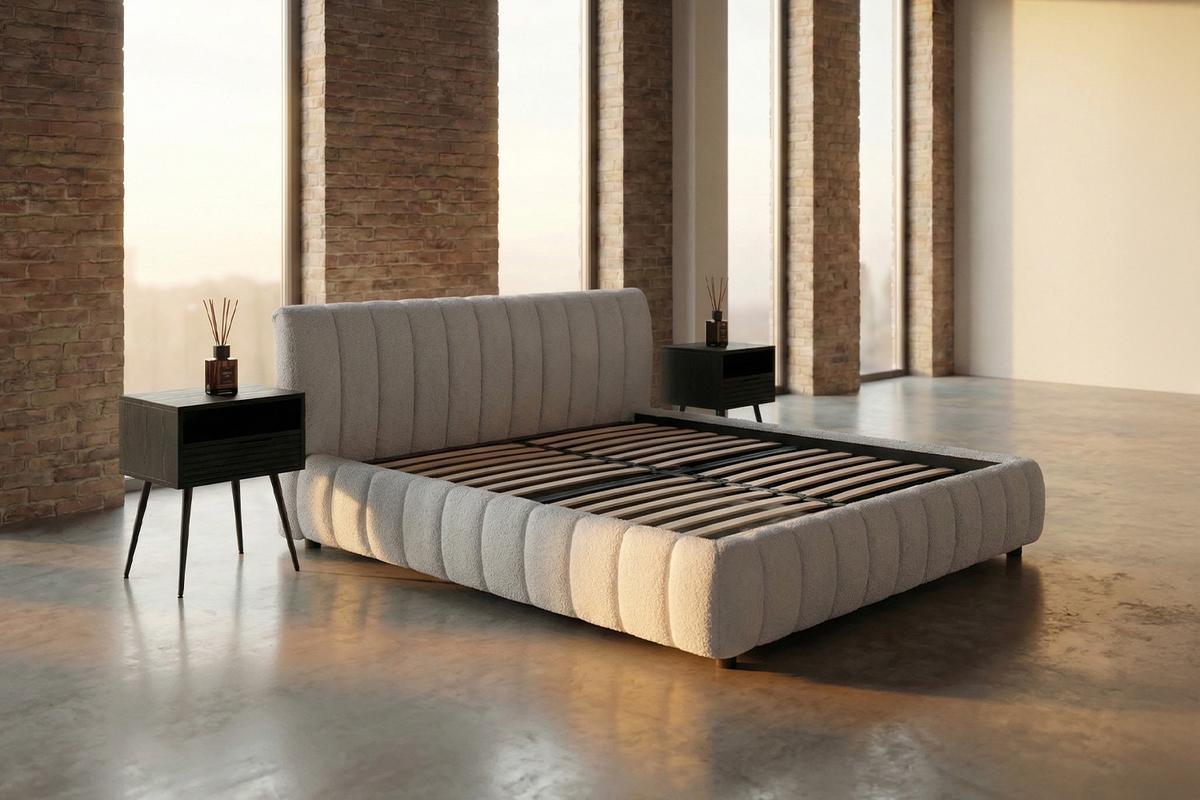 POLSTERBETT ALIOTTA Grau Bouclé - Grau, Textil (180/200cm) - KAWOLA