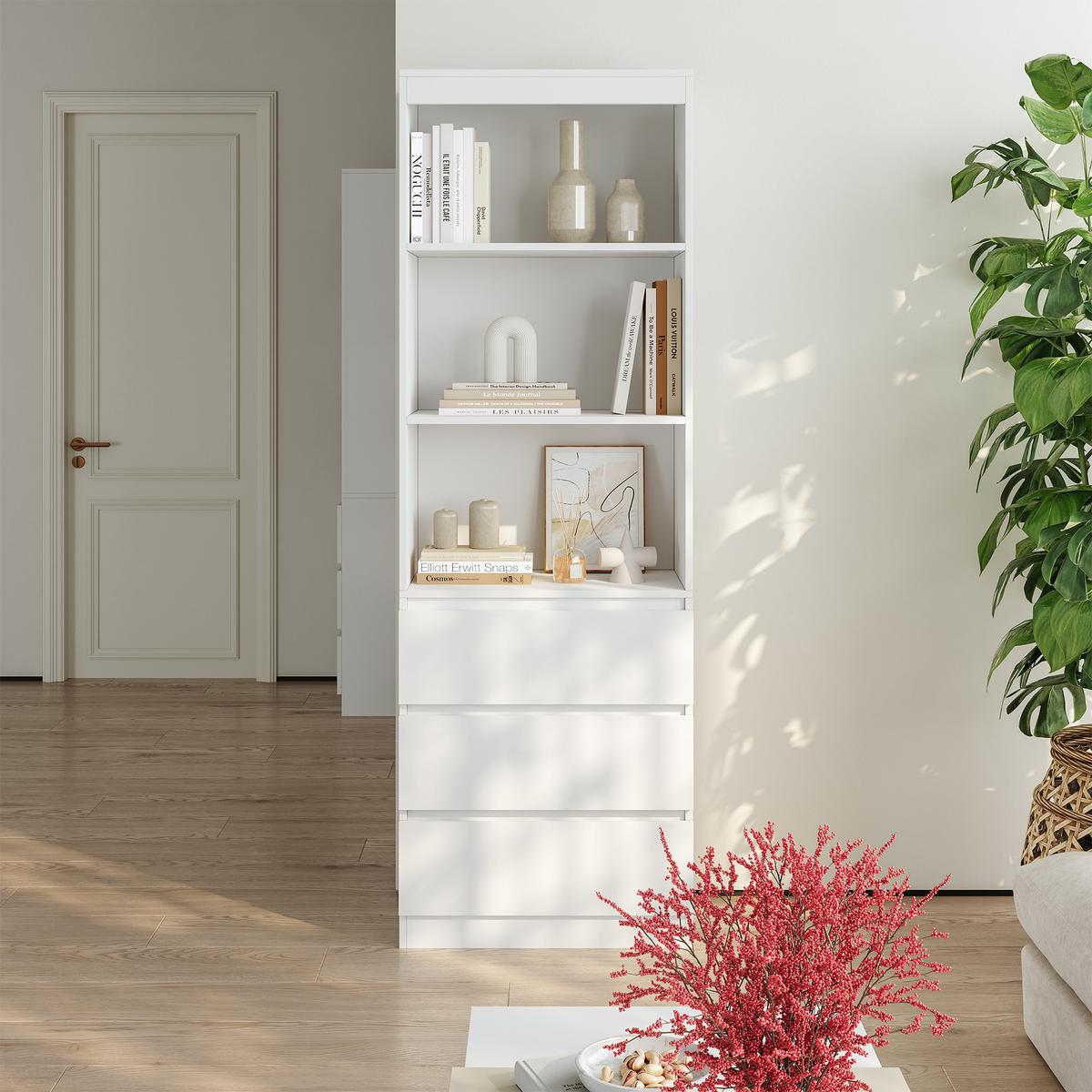 BÜCHERREGAL Les - Weiß, Holzwerkstoff (60/180/35cm) - [en.casa]