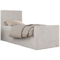 JUGENDBETT TILIO DUO 90/200 - Beige Cord - H4 - Links Seite - Beige, Textil (90/200cm) - MKS
