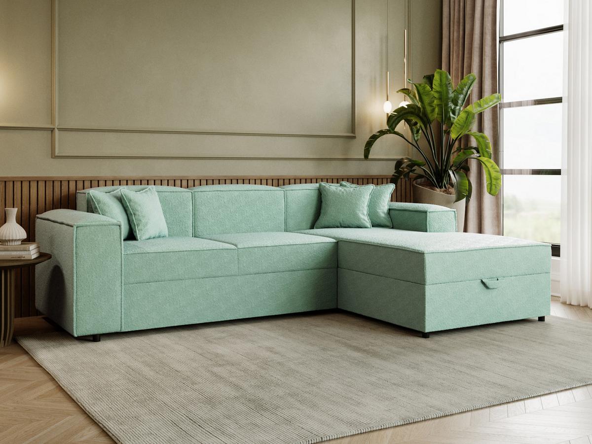 ECKSOFA Santos L, Seite: Rechts - Schwarz/Mintgrün, Holzwerkstoff/Kunststoff (253/166cm) - MIRJAN24