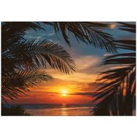 FOTOTAPETE Strand Palmen Orange 200x140 cm - Multicolor, Papier (200/140cm) - Wallarena