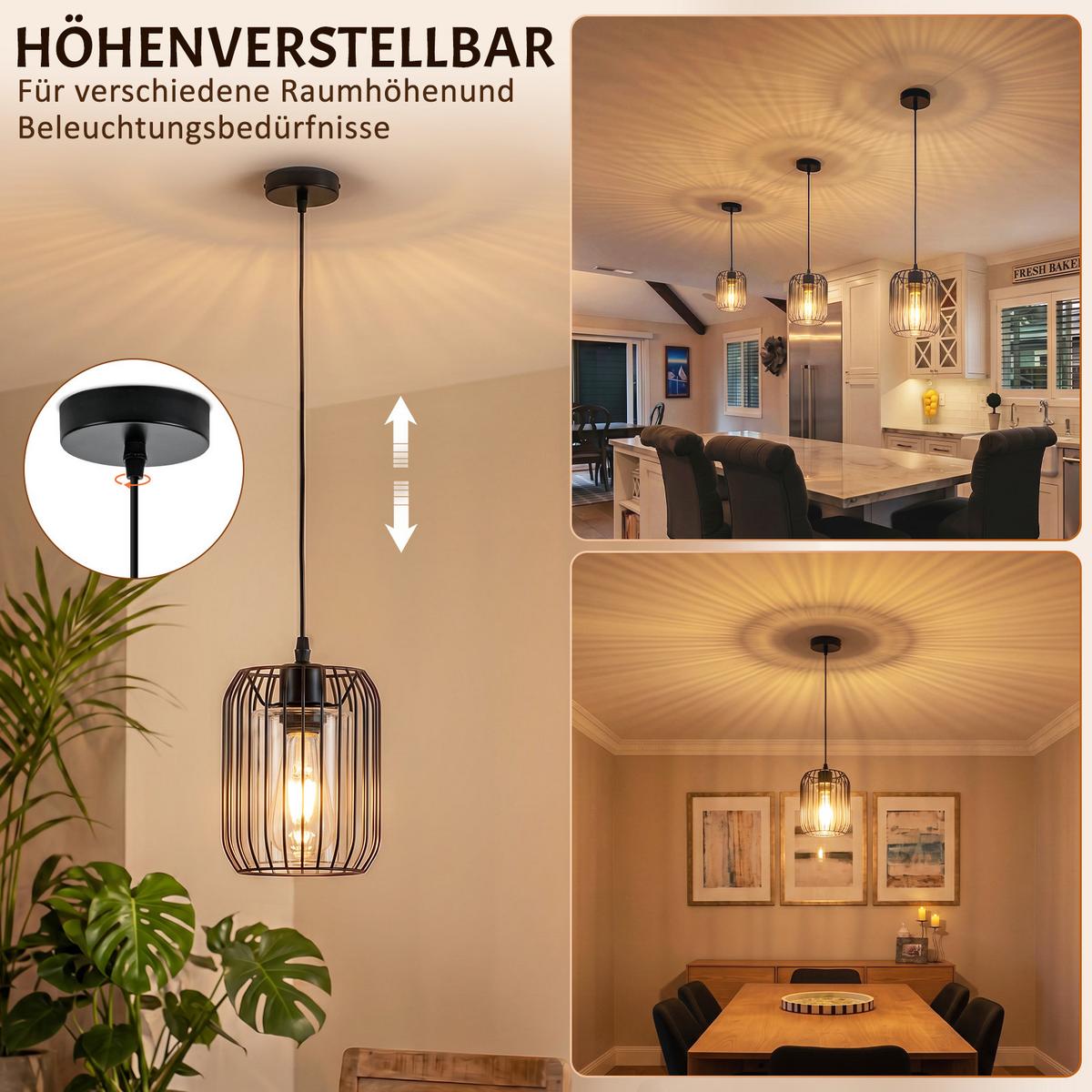 PENDELLEUCHTE Xrisal 15/10/140 cm - Schwarz, Glas/Metall (15/10/140cm) - ZMH