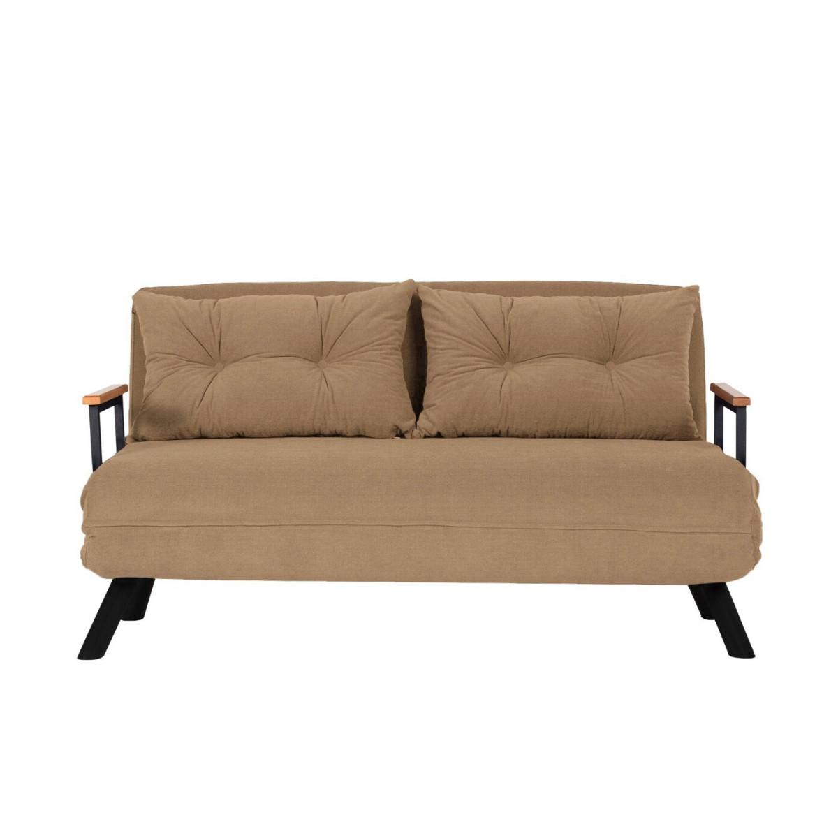 SCHLAFSOFA für 2 Personen mit Stoffbezug und Metallfüßen 133/50/41 cm - Taupe, Metall (50/41/121cm) - Calicosy