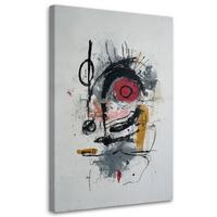 WANDBILD, Moderne Abstrakt auf grauem Hintergrund - Weiß, Textil (60/90cm) - Feeby