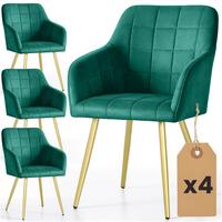 POLSTERSTUHL 4er Set, Metallbeine Grün, Gold 54/82/58 - Grün, Textil (54/82/51cm) - RAUMHIRSCH FURNITURE