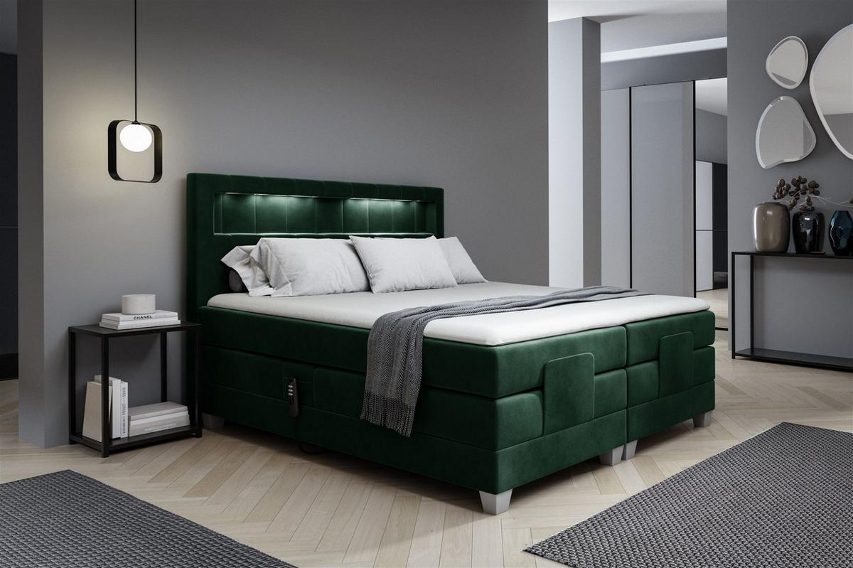 BOXSPRINGBETT Elektrisch Davide - Grün, Holzwerkstoff/Textil (120/200cm) - Fun Möbel
