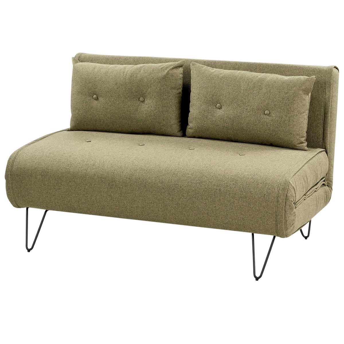 2-SITZER-SCHLAFSOFA olivgrün/schwarz Vestfold - Schwarz/Grün, Textil (130/81/78cm) - Beliani