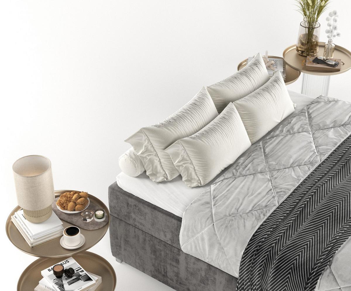 BOXBETT Reto 180/200 cm Stahl im Lotta Stoff - Chromfarben/Graphitfarben, Holz/Holzwerkstoff (180/200cm) - AltaBeds
