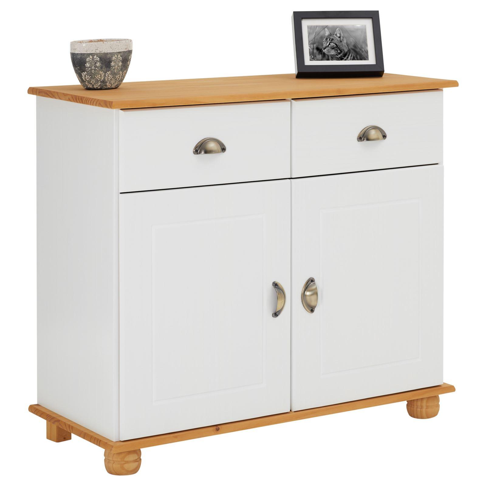 APOTHEKERKOMMODE COLMAR weiß/braun - Weiß/Braun, Holz (91/79/39cm) - IDIMEX