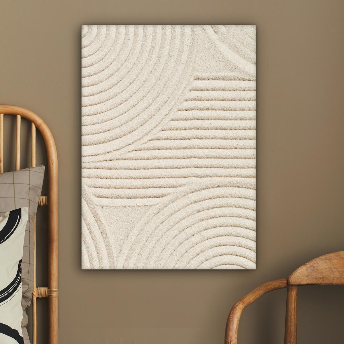 LEINWANDBILD Muster - Abstrakt - Weiß Wandbild Wohnzimmer 60x80 cm - Beige, Textil (60/80cm) - MuchoWow