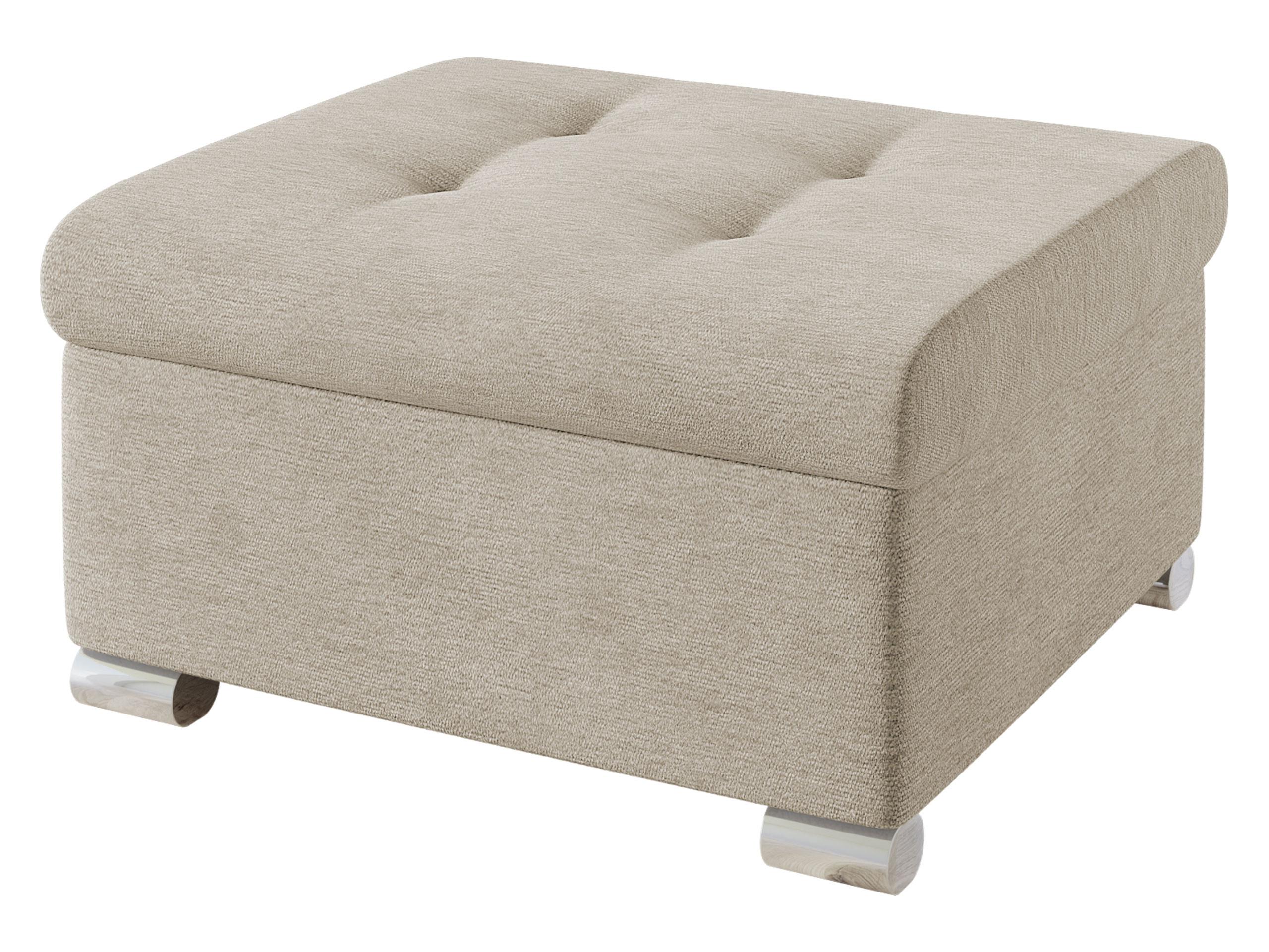 POLSTERHOCKER Niko Klein - Champagner/Silberfarben, Holz/Textil (70/41/68cm) - MIRJAN24