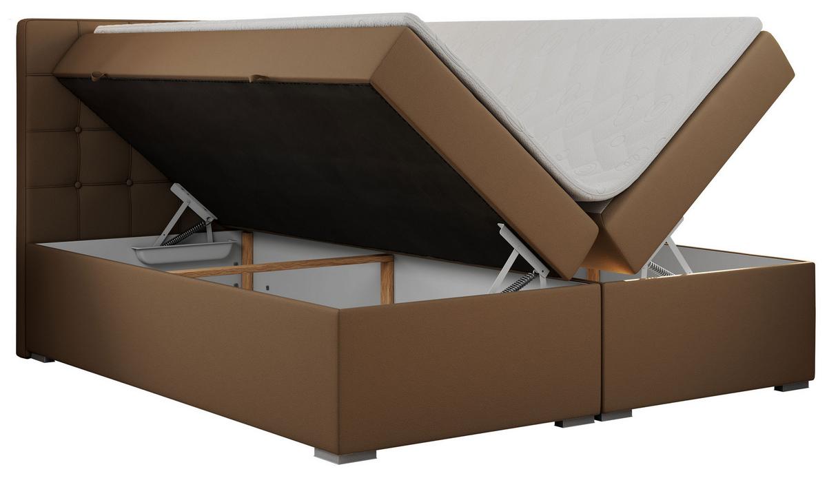 BOXBETT CARMEN 140/200 Braun Kunstleder - H3 - Braun, Holz/Textil (140/200cm) - MKS