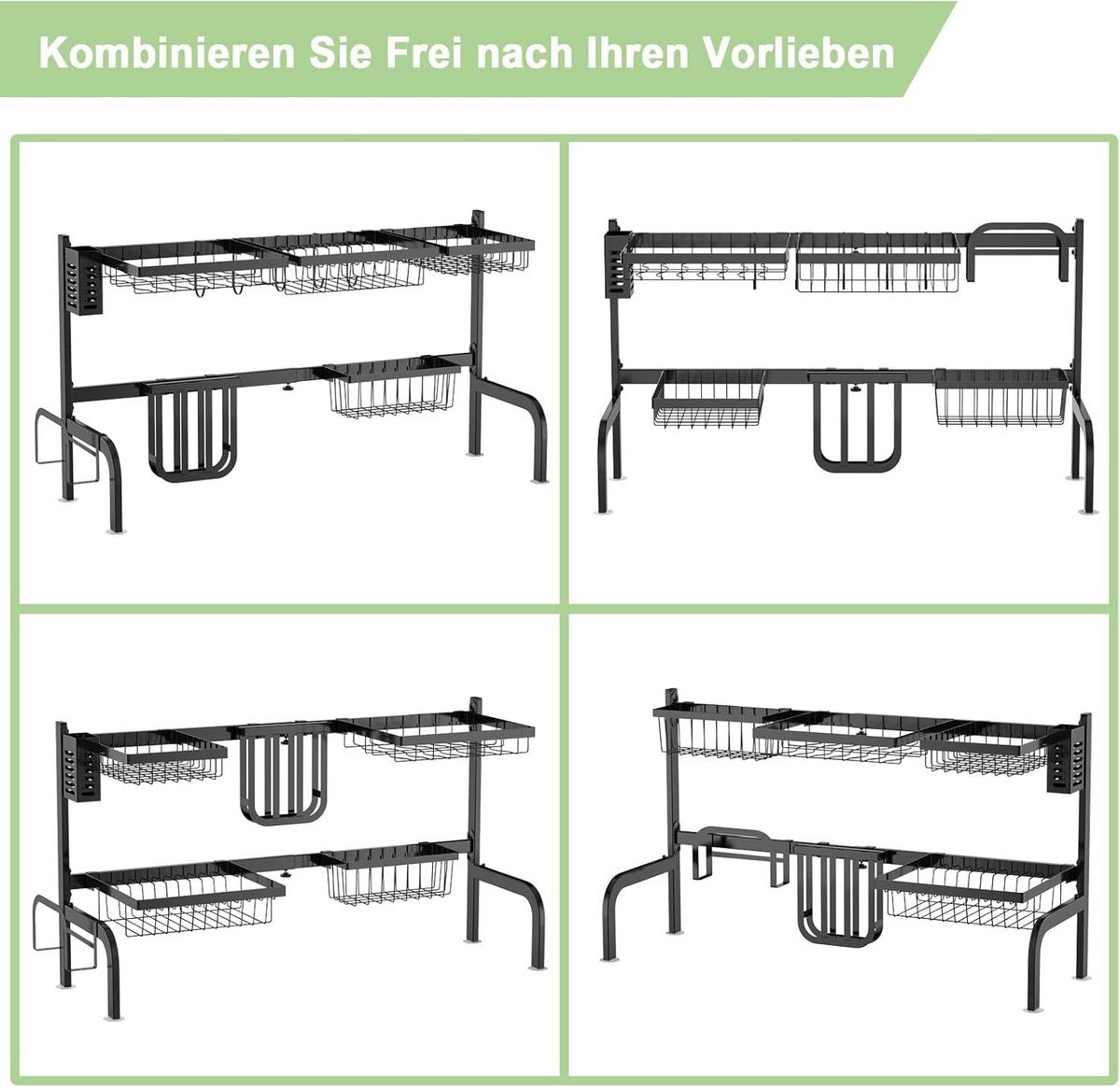 ABTROPFGESTELL 2-stöckig Schwarz - Schwarz, Metall (99/53/30cm) - COSTWAY