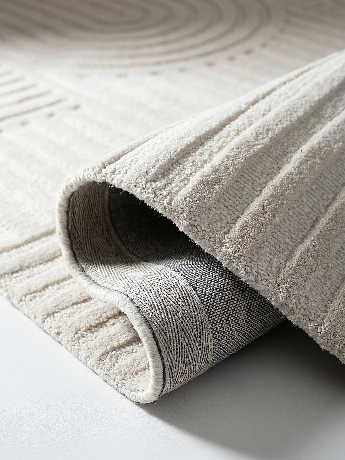 TEPPICH aus Wolle LEVEN in Elfenbein, geometrisch, 200 x 290 cm - Champagner, Textil (200/290cm) - KADIMA DESIGN