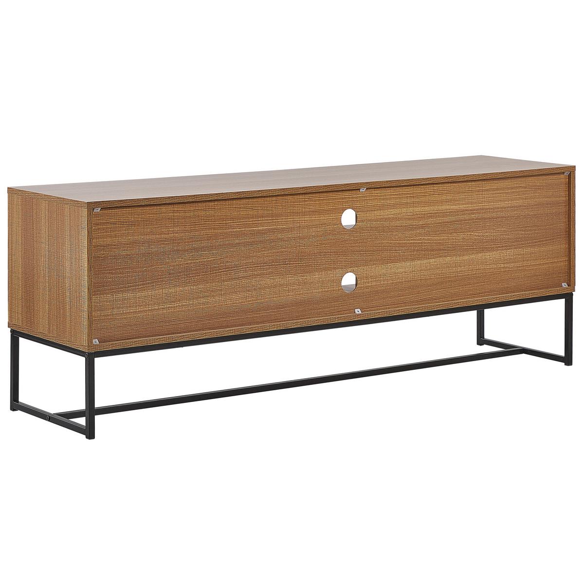 TV-MÖBEL Heller Holzfarbton/Weiß/Schwarz Nueva - Hellbraun/Schwarz, Holzwerkstoff (150/55/40cm) - Beliani