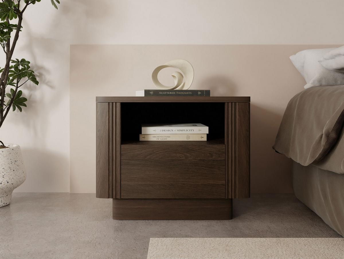 NACHTTISCH Netari 1SZ - Dunkelbraun, Holzwerkstoff (50/41/40cm) - MIRJAN24