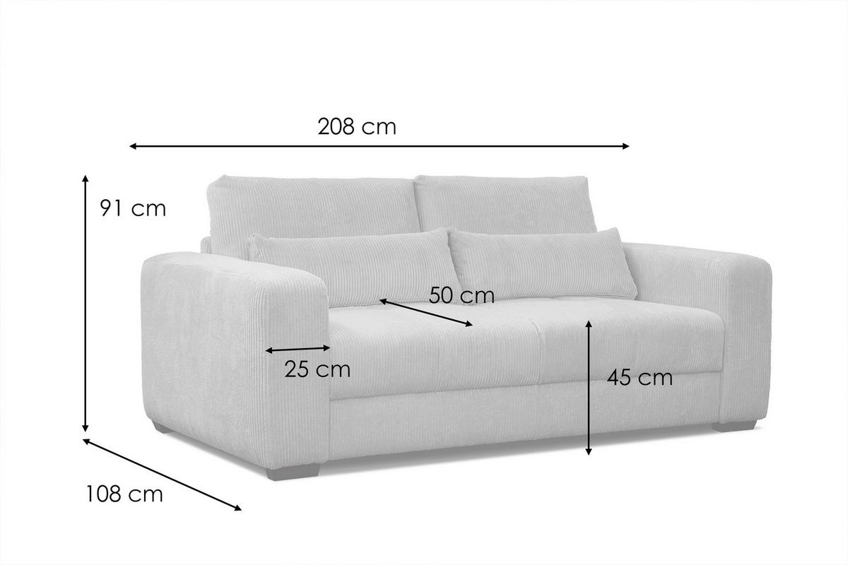 SOFA OLI 3-Sitzer, hellgrau - Hellgrau, Holz/Textil (208/91/108cm) - Wozimo